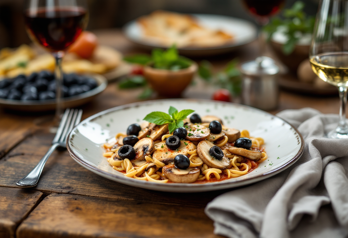 Deliziosa parmigiana di champignon con olive