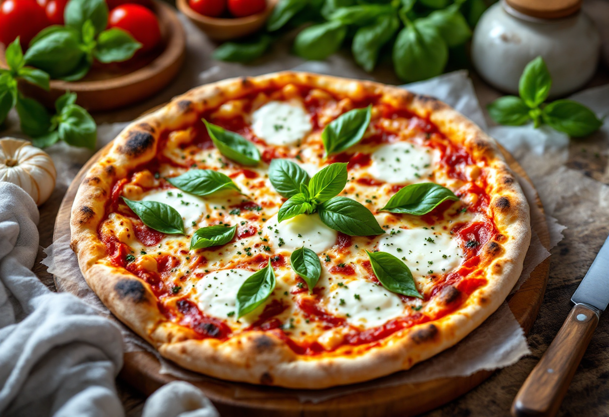 Pizza pugliese con ingredienti freschi e tradizionali