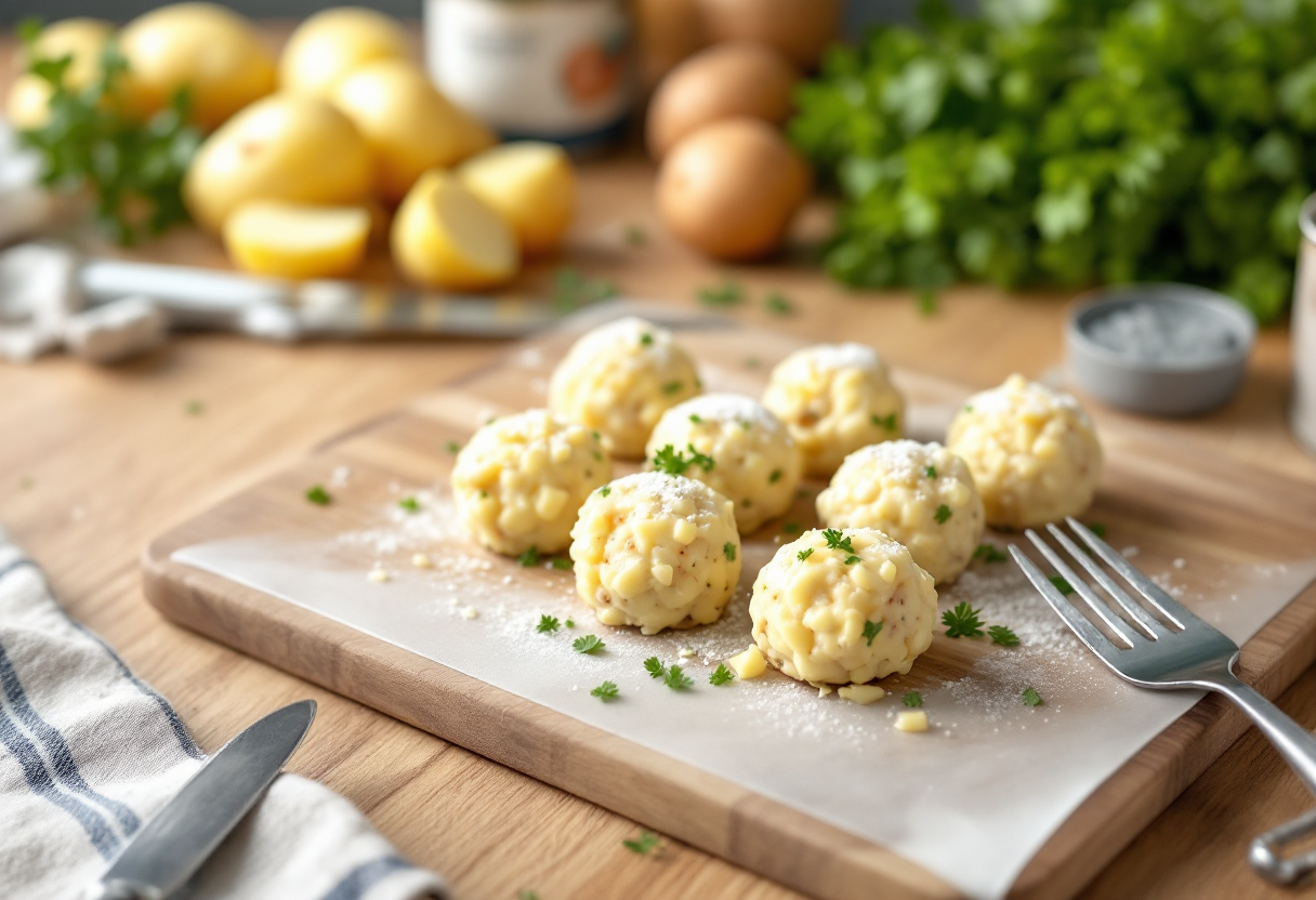 Polpette di tonno e patate servite su un piatto