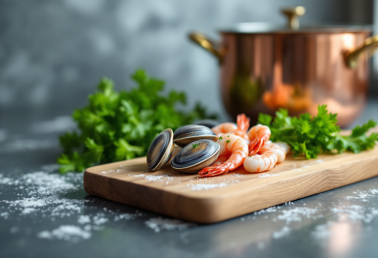 Delizioso risotto ai frutti di mare con ingredienti freschi