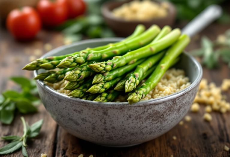 Risotto cremoso con asparagi freschi e salvia