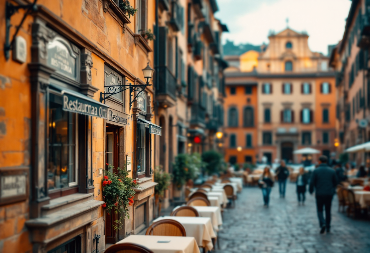 Interno di un ristorante storico a Bologna con piatti tipici