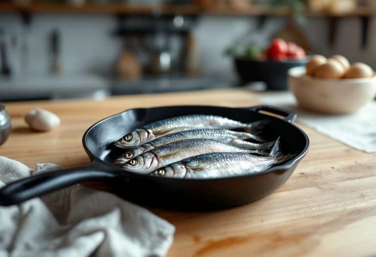 Sarde in padella alla marinara pronte da servire