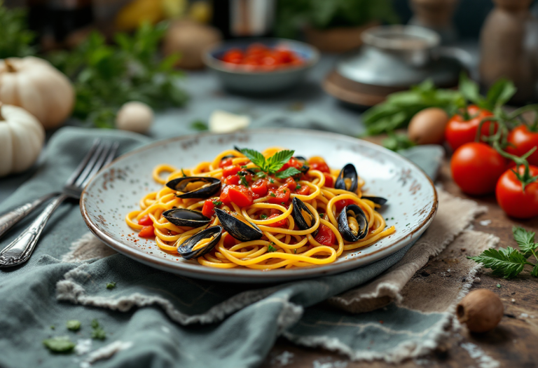 Sedani con salsa di cozze, un primo piatto di mare