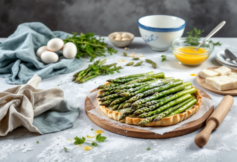 Sfogliata di asparagi fresca e appetitosa
