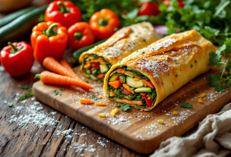 Strudel salato di verdure appena sfornato