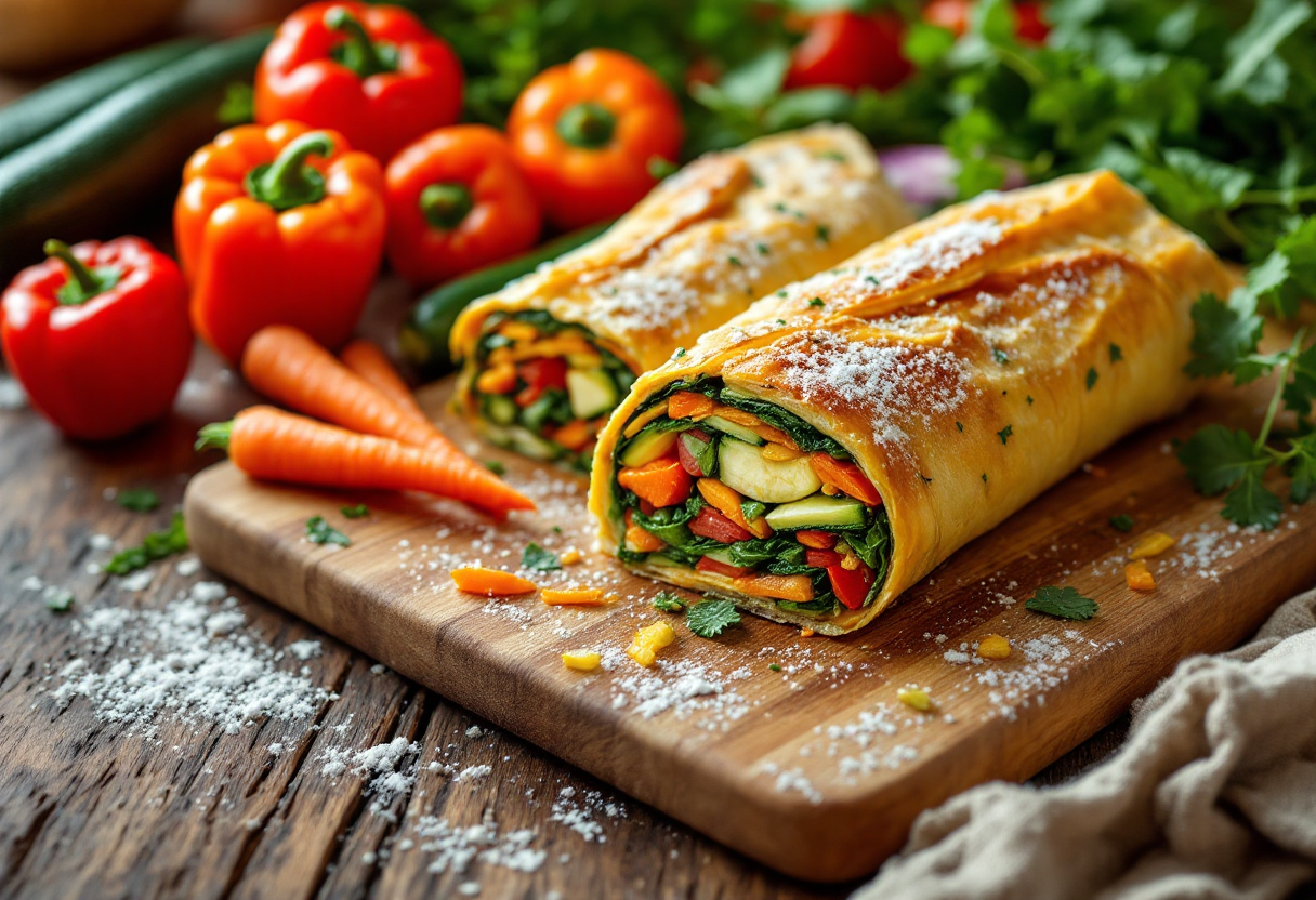 Strudel salato di verdure appena sfornato