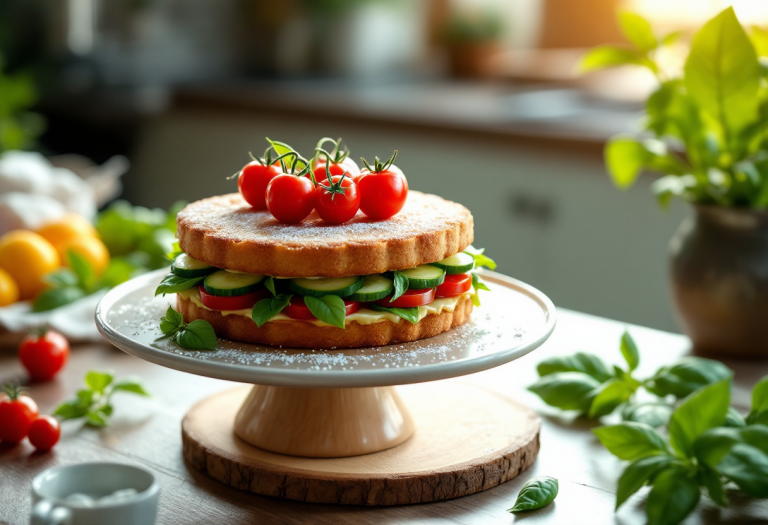 Torta tramezzino di primavera con verdure fresche