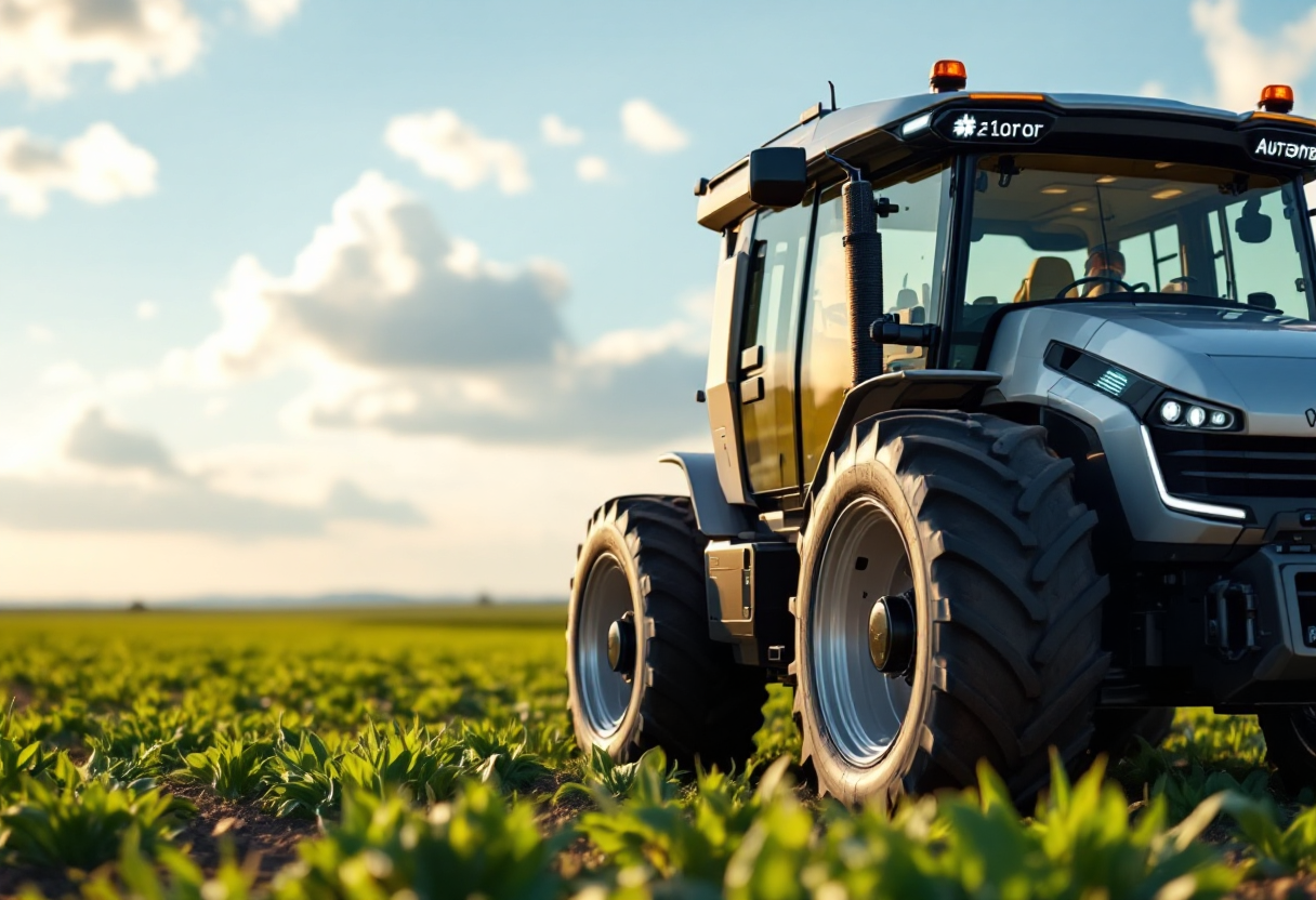 Trattore a guida autonoma in un campo americano