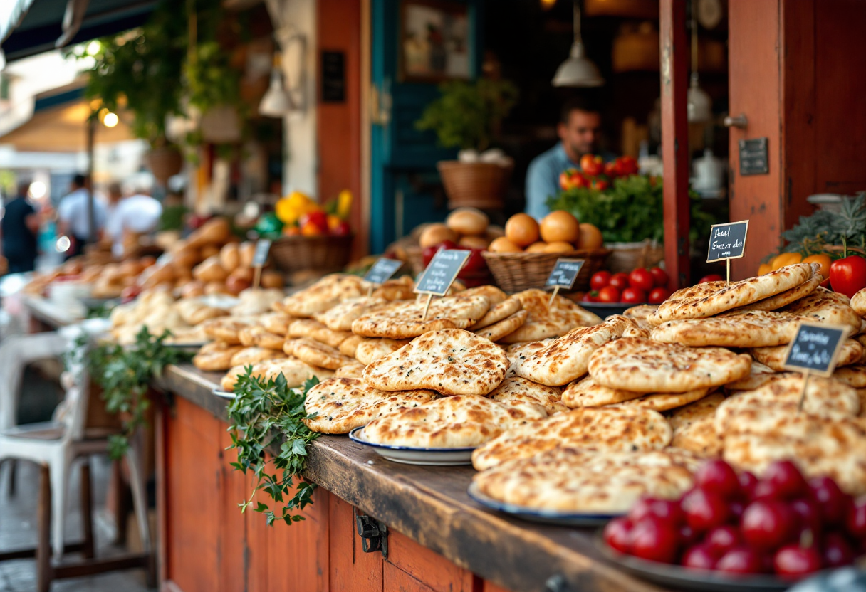 Focaccia di Recco durante la festa gastronomica