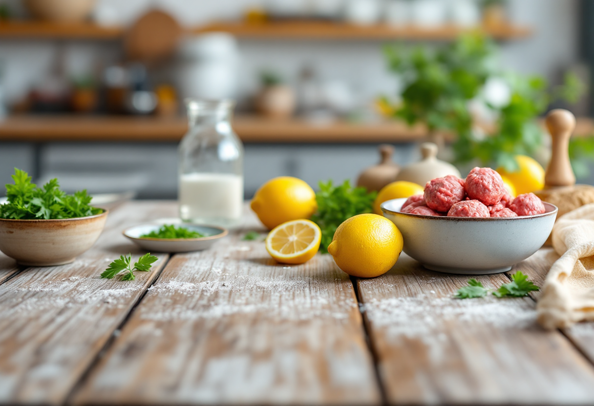Polpette al limone servite con contorni freschi