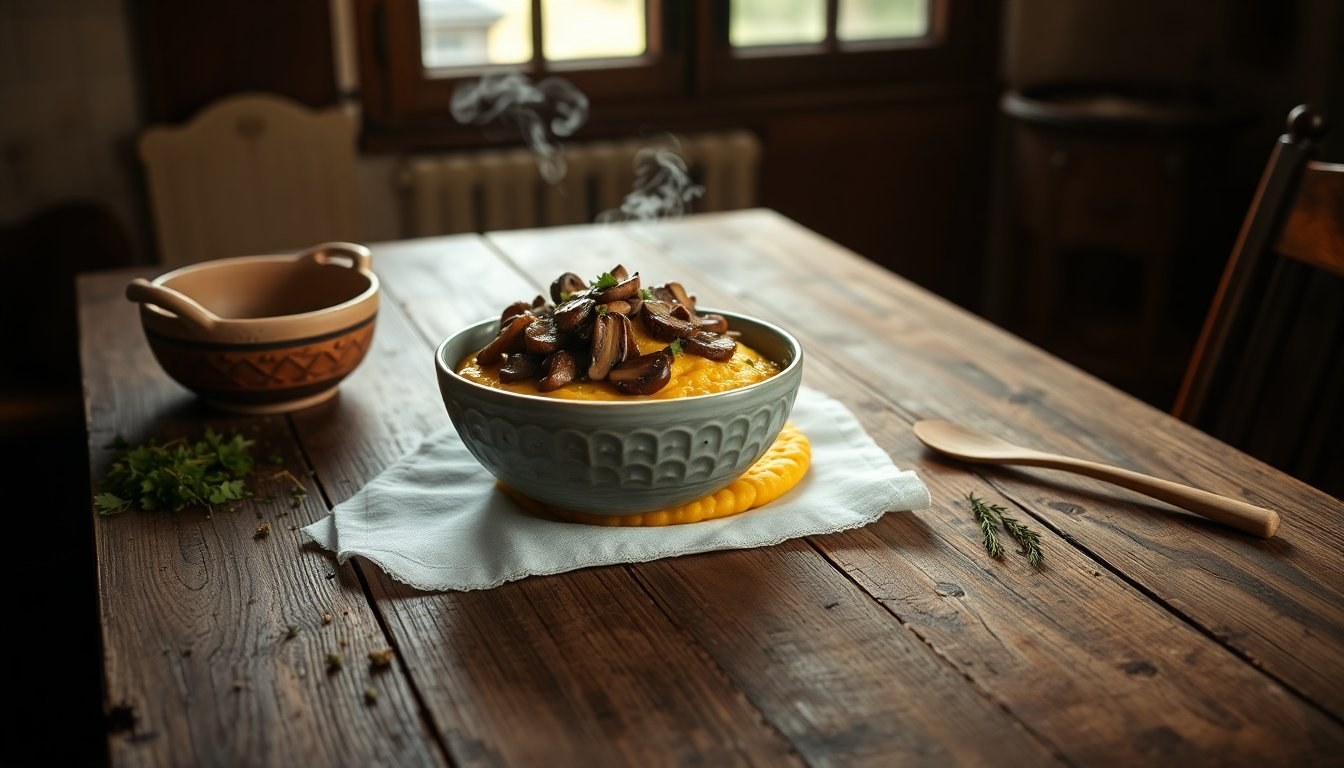 Polenta taragna e funghi trifolati: il comfort food alpino da riscoprire