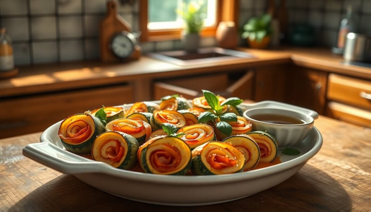 Ricetta degli involtini di zucchine al forno con prosciutto e formaggio