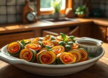 Ricetta degli involtini di zucchine al forno con prosciutto e formaggio