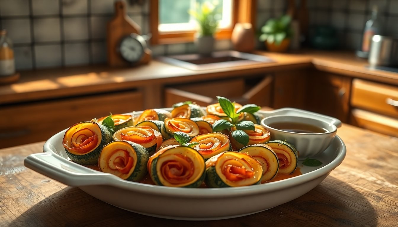 Ricetta degli involtini di zucchine al forno con prosciutto e formaggio