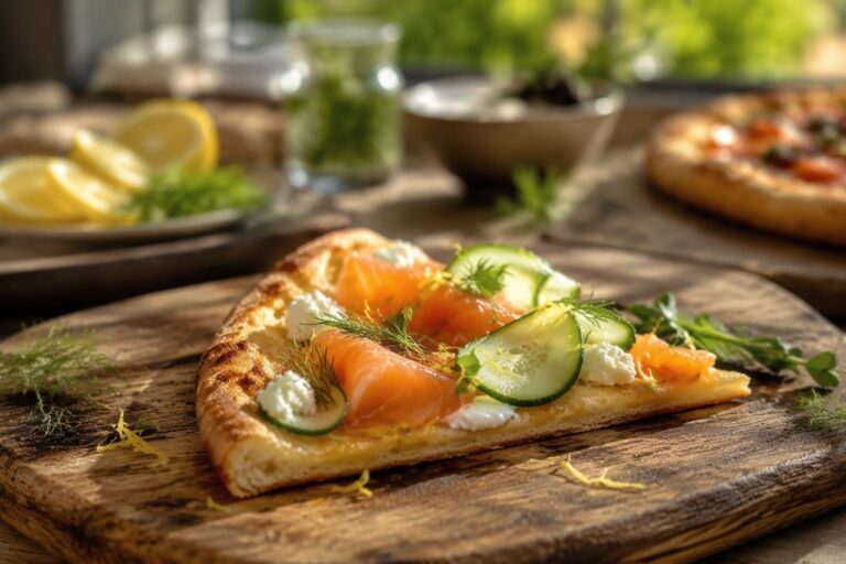 Pizza al salmone con impasto 70% e maturazione a freddo