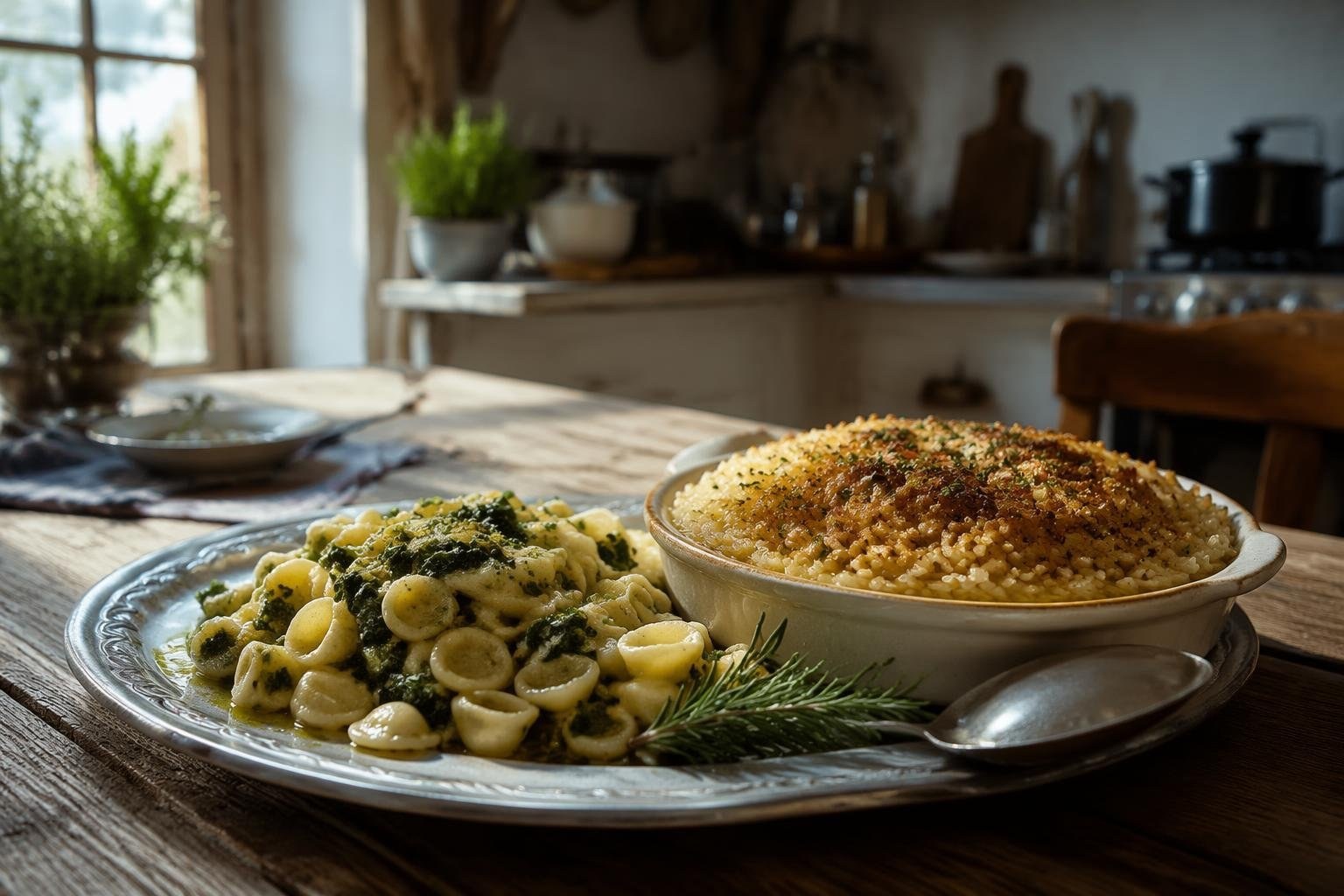 Primi pugliesi perfetti: orecchiette fatte a mano e riso al forno