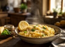 Risotto agli agrumi: equilibrio di acidità, brodo e zest