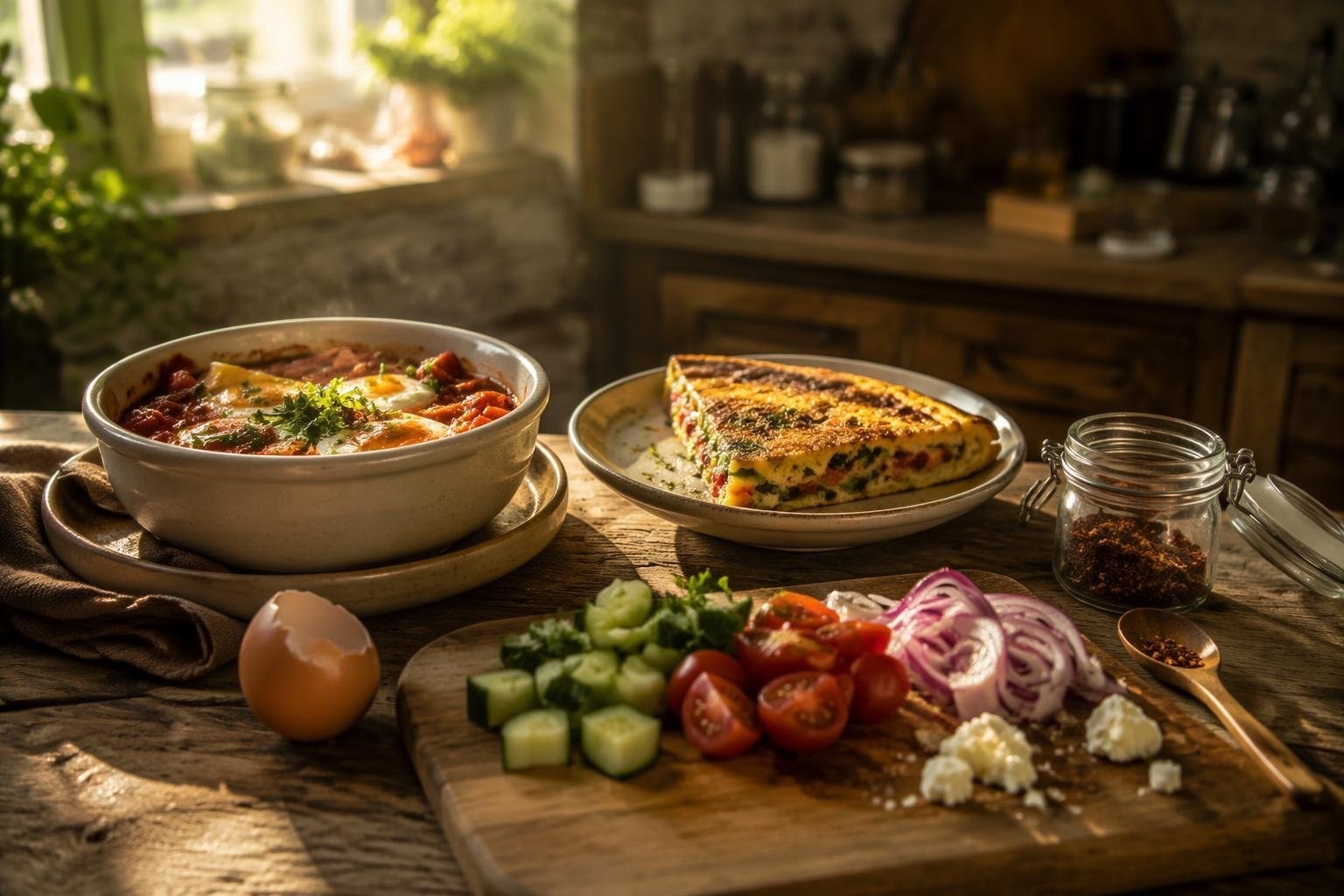 Secondi con uova in 15 minuti: frittate farcite e shakshuka