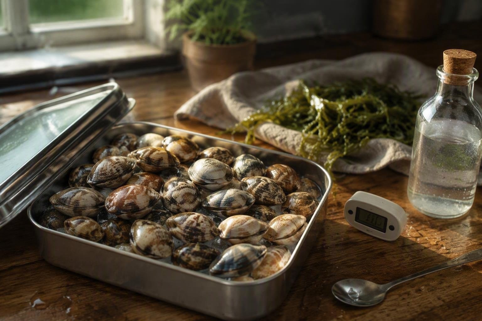 Conservare le vongole vive: contenitore, umidità e tempi sicuri