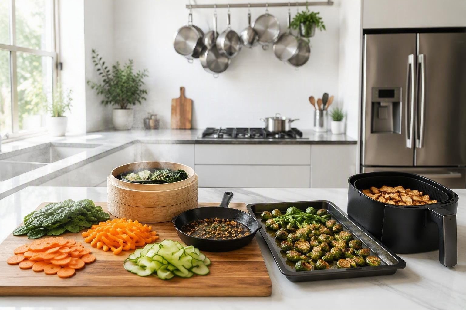 Cotture perfette per verdure di stagione: vapore, salto, forno e air fryer