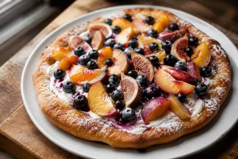 Pizza dolce alla frutta estiva con base in teglia al 70%