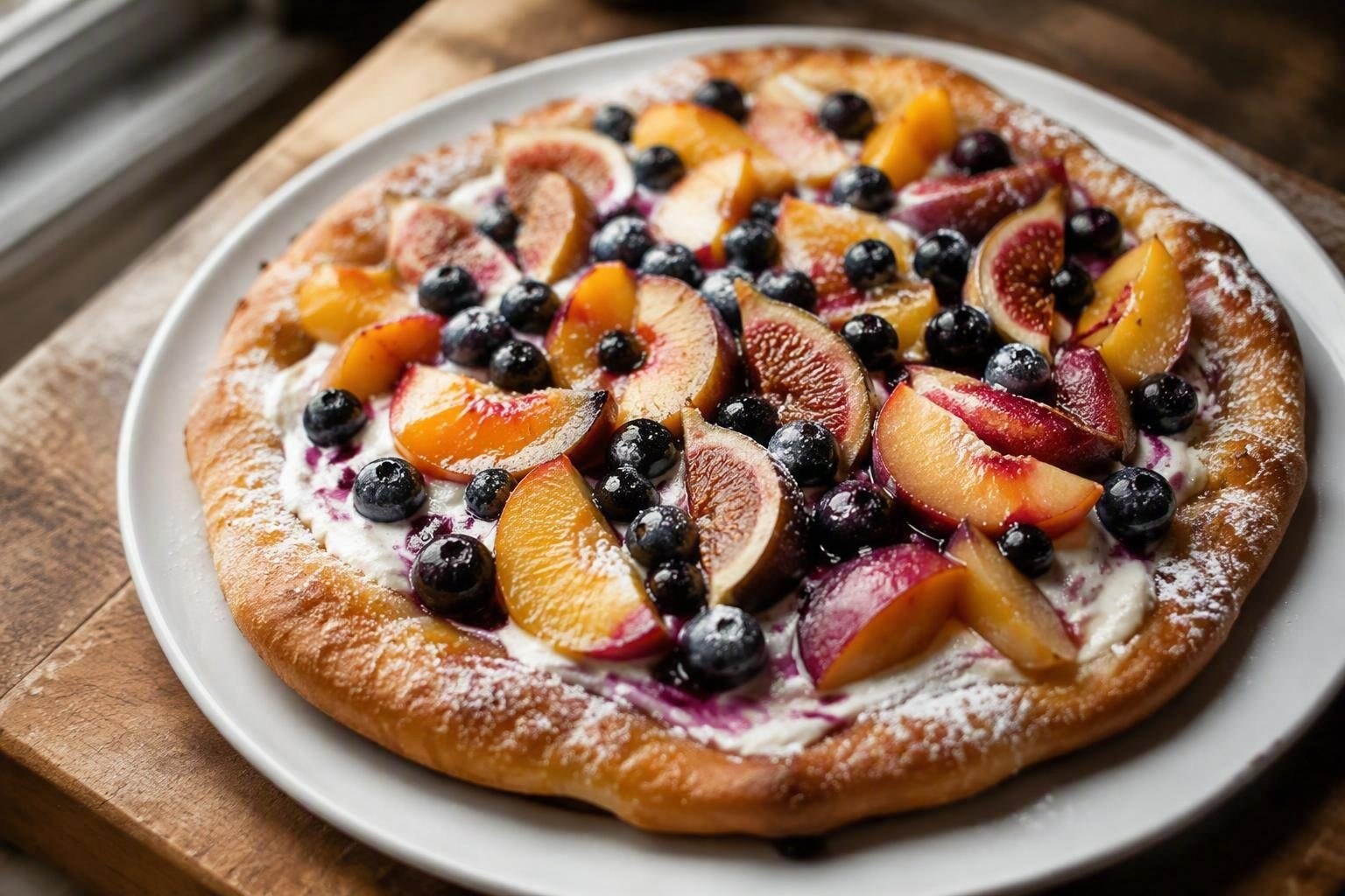 Pizza dolce alla frutta estiva con base in teglia al 70%