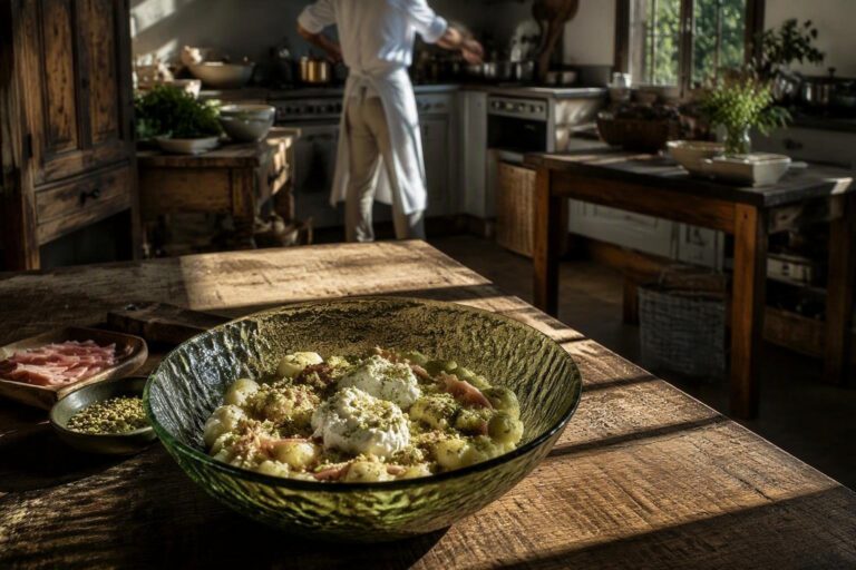 Ricetta autunnale: gnocchi cremosi con pesto di pistacchio e burrata