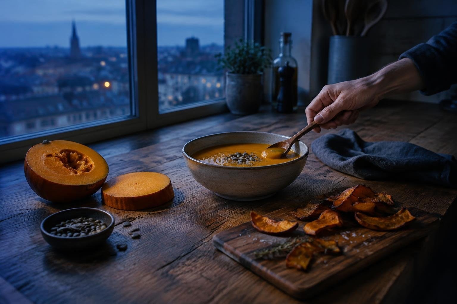 Antipasti di zucca: tartine, creme, chips e bocconcini