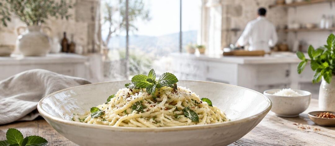 Spaghetti piccanti creamati alla mentuccia e pecorino