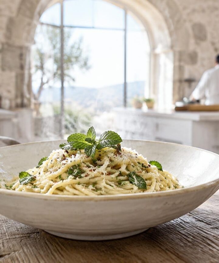 Spaghetti piccanti creamati alla mentuccia e pecorino