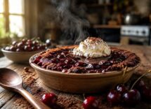 Cobbler di ciliegie con cacao e ricotta di pecora: ricetta facile e gustosa