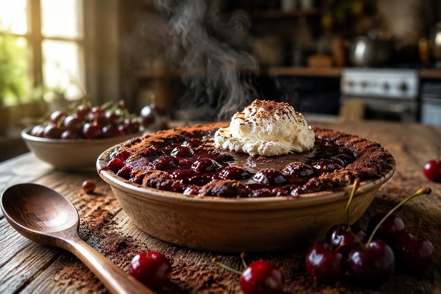 Cobbler di ciliegie con cacao e ricotta di pecora: ricetta facile e gustosa