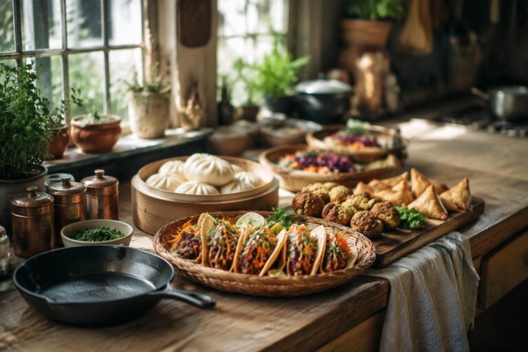 Tacos, bao, falafel e samosa a casa con attrezzi comuni