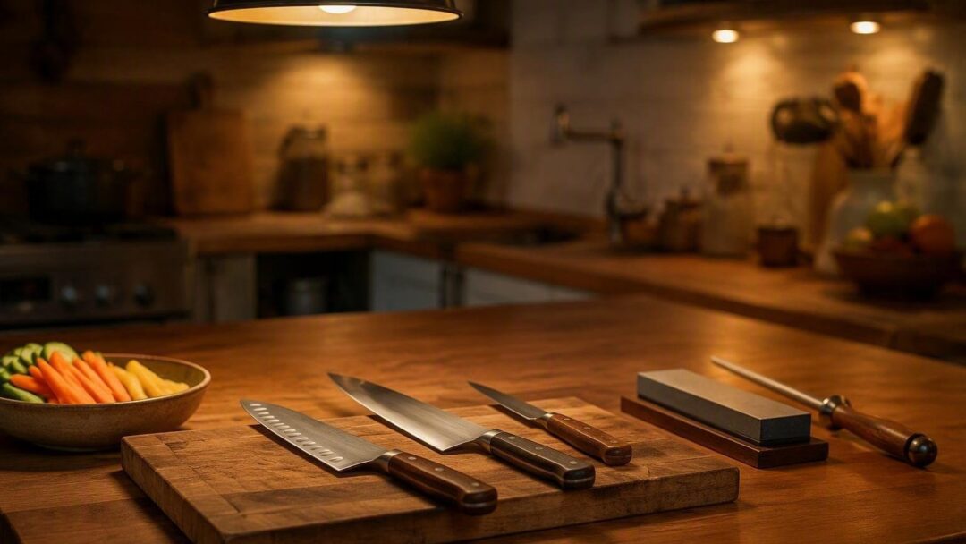 Guida ai coltelli da cucina: santoku, chef e spelucchino con impugnatura e manutenzione