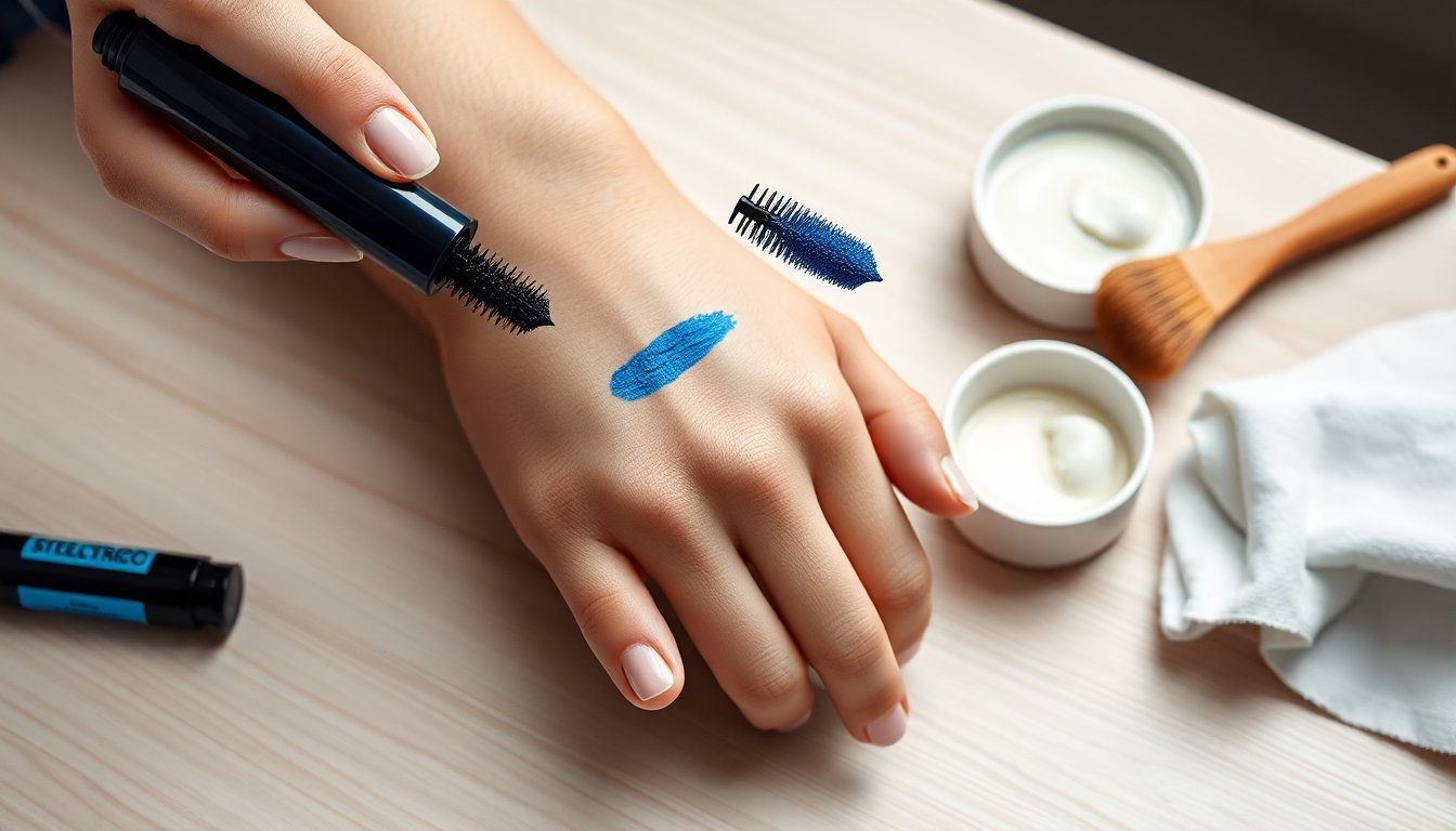 Mascara blu e incarnato luminoso per uno sguardo moderno