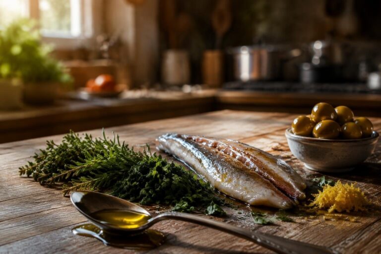 Cucina ligure sana: erbe aromatiche, olio extravergine e pesce azzurro con tecniche leggere