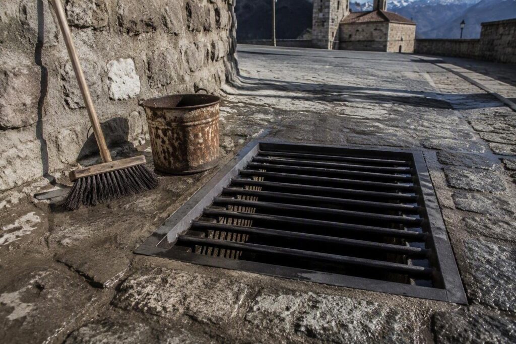 Manutenzione di cunette e griglie di scolo a Mortola, San Rocco