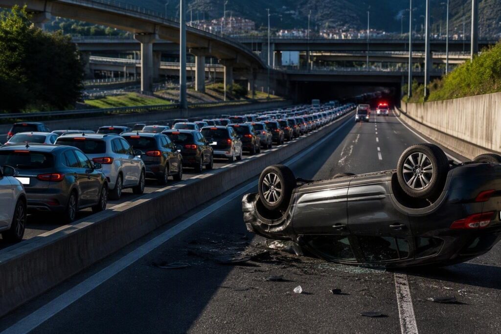 Traffico in tilt per incidente su A7 e via Sopraelevata Aldo Moro