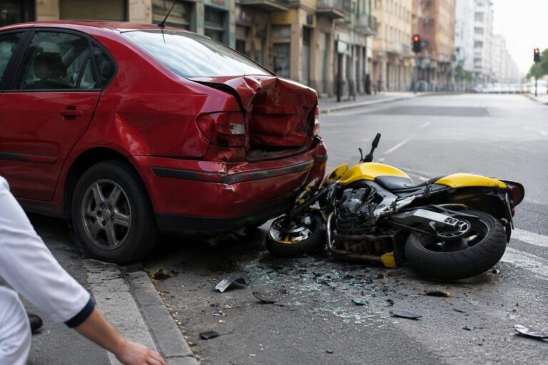Collisione tra automobile e motocicletta in via Bobbio, Genova