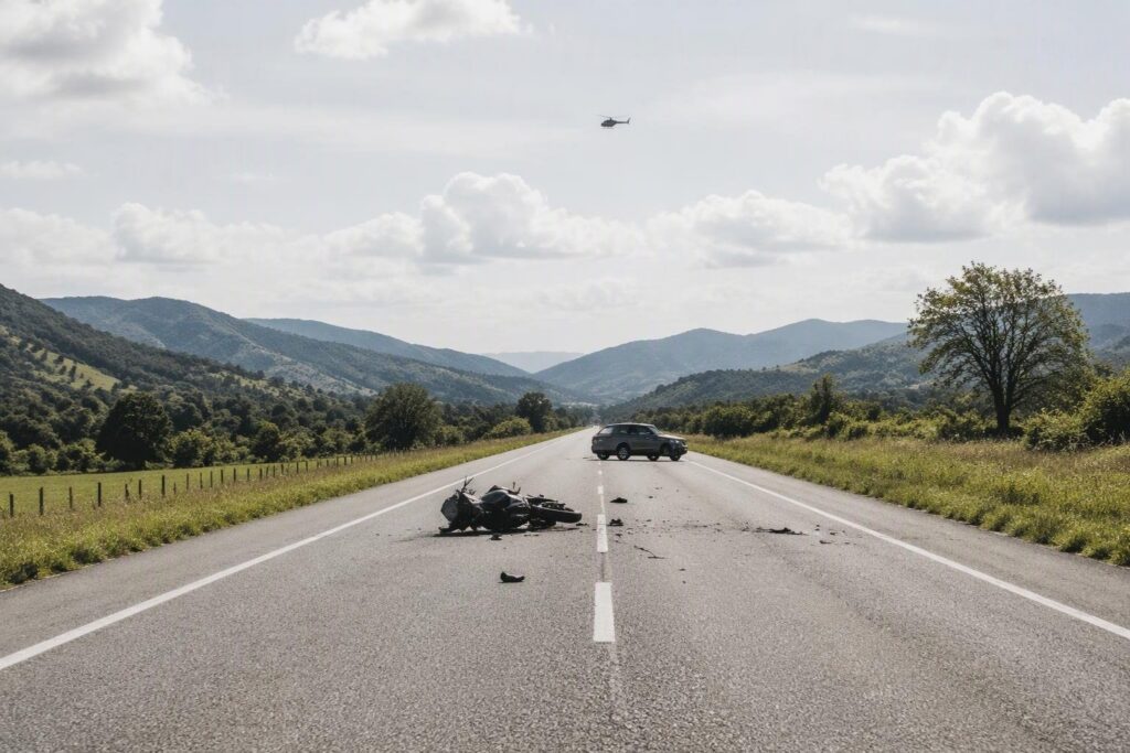 Elica dei vigili soccorre ferito su statale 586 in Val d’Aveto