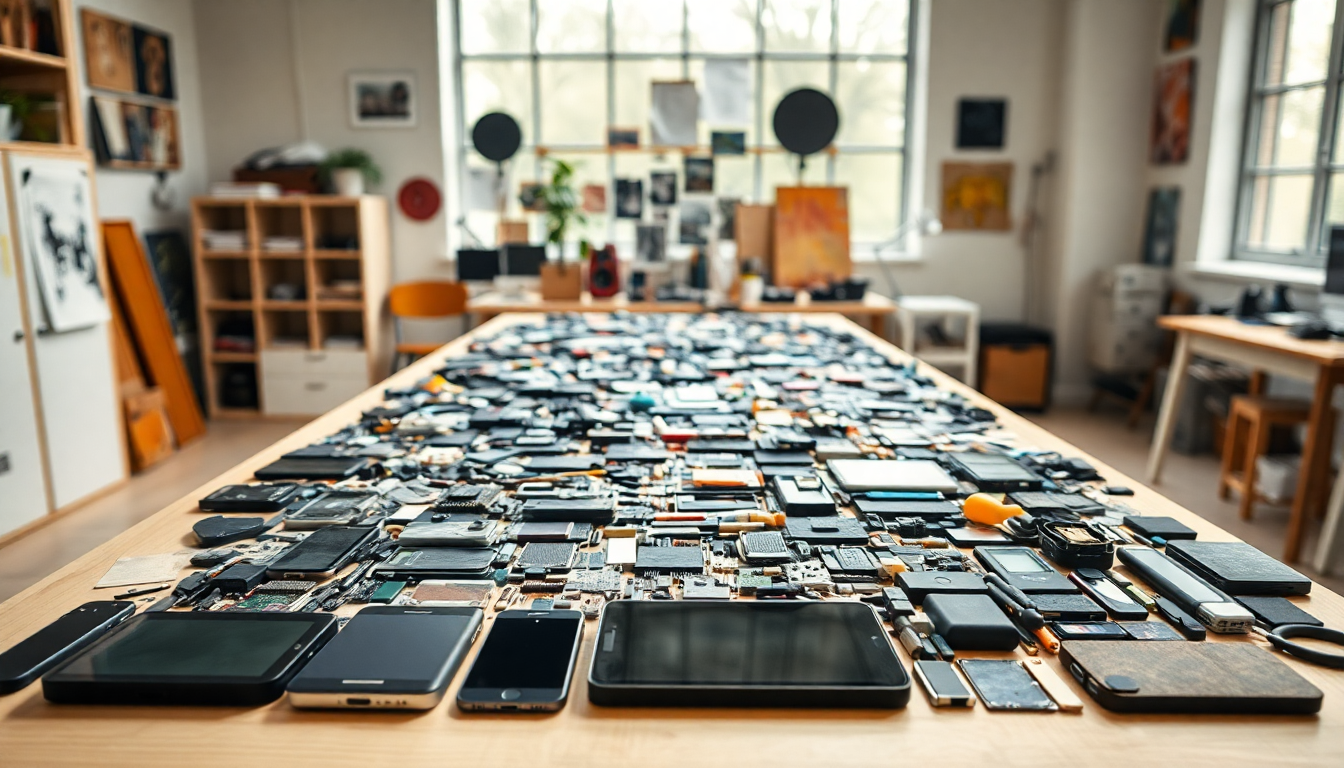 Discover the unique art of disassembled tech gadgets