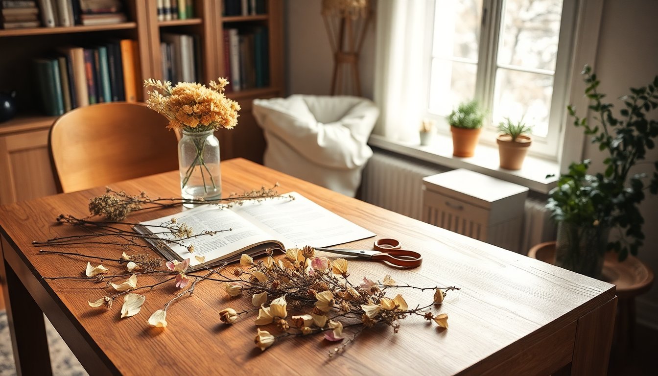 Crafting a serene winter herbarium for floral preservation