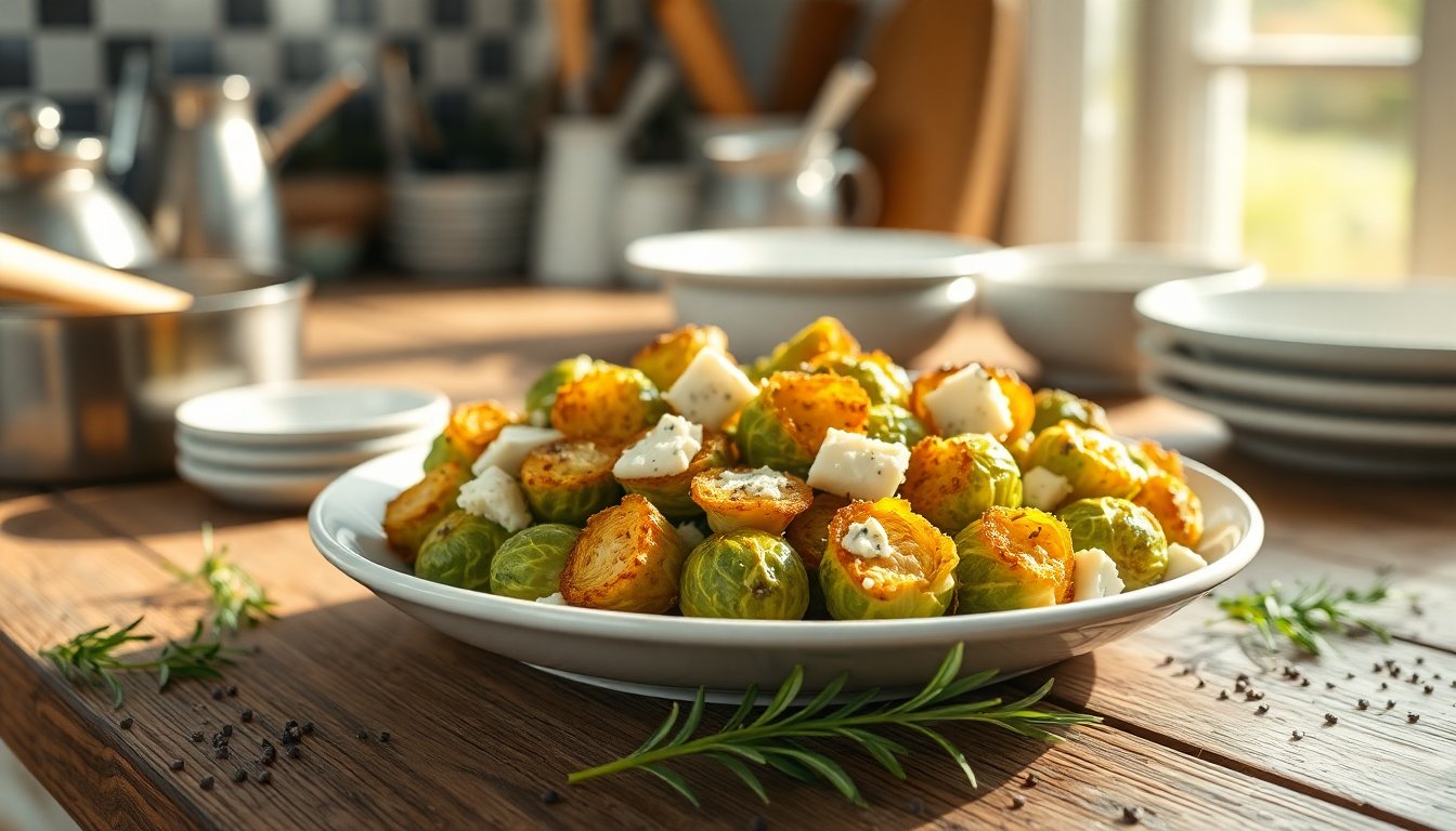 Irresistible Crispy Smashed Brussels Sprouts with Blue Cheese Recipe
