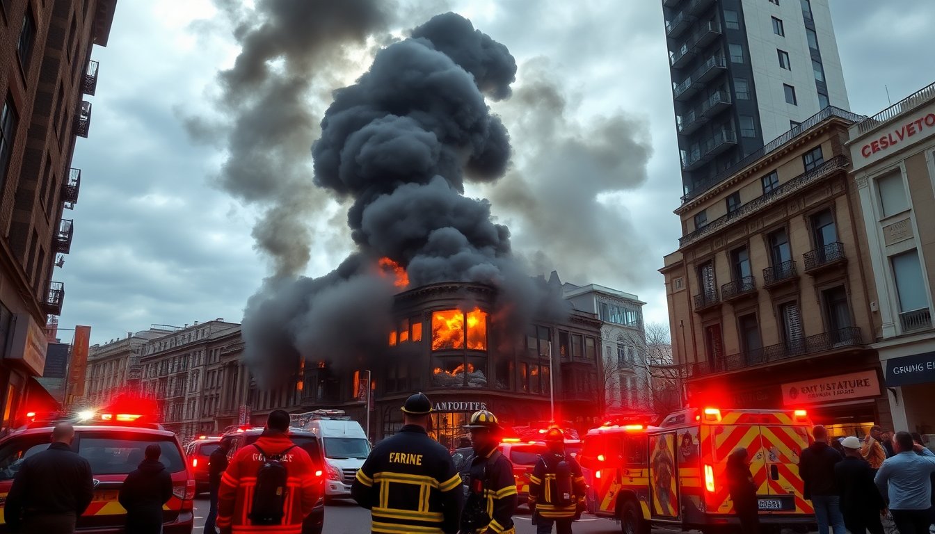 Breaking news: large fire erupts in city center causing evacuations