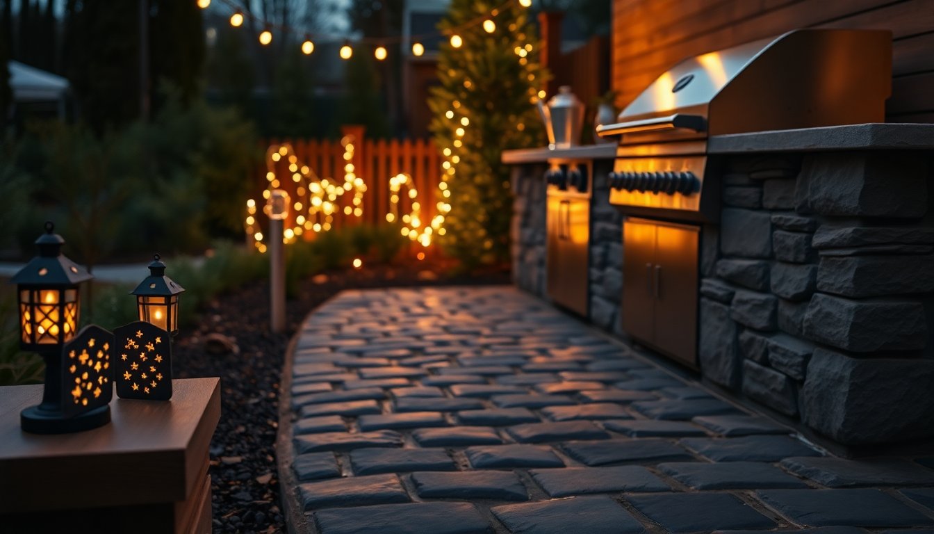 Brighten your outdoor space with budget solar lights, festive figures, and a built-in grill