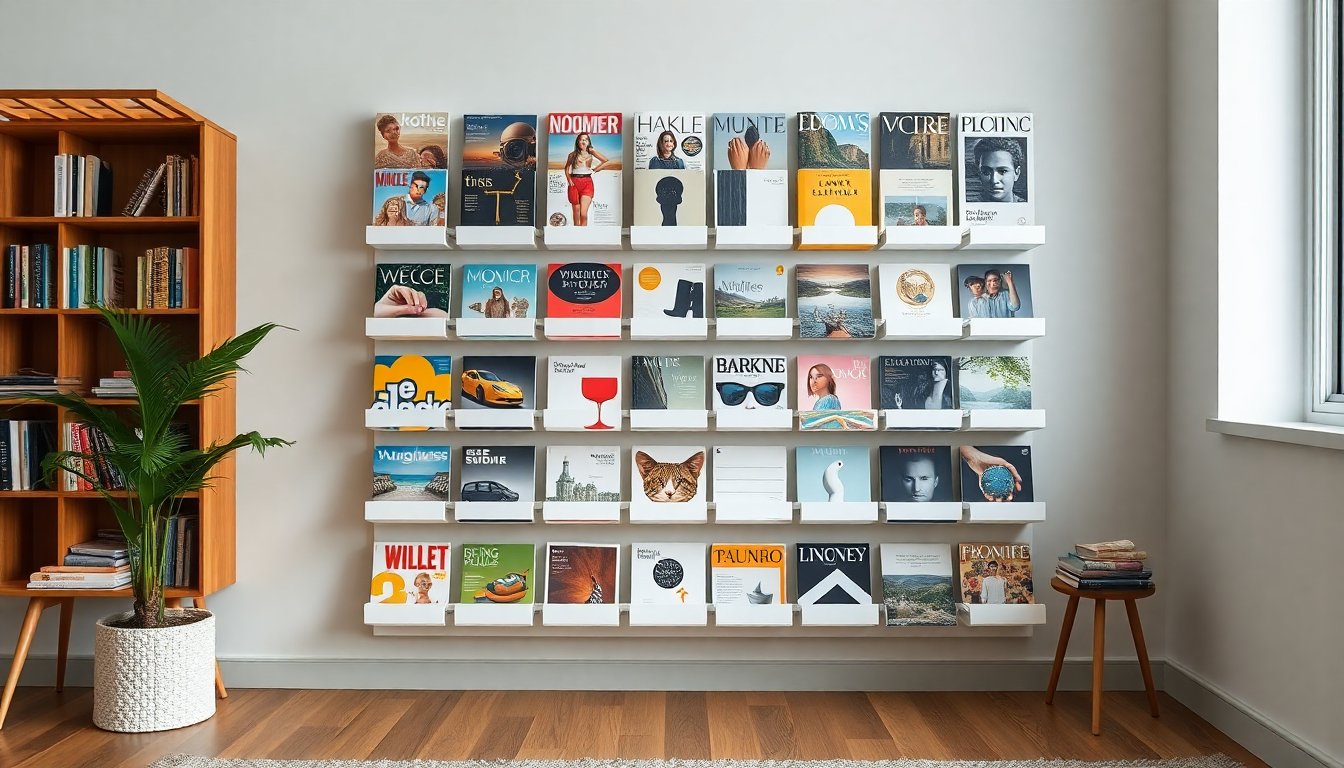 Lean magazine shelf DIY using IKEA ledges and tabletops