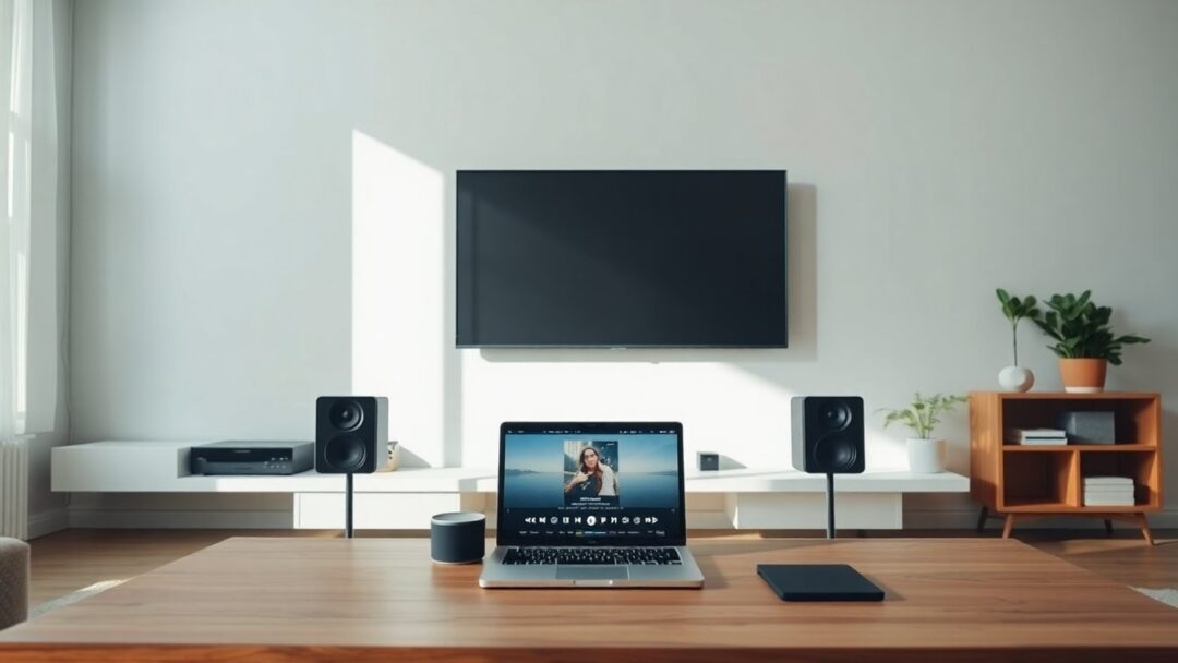 Sonos sound system configuration for immersive home cinema and desk audio