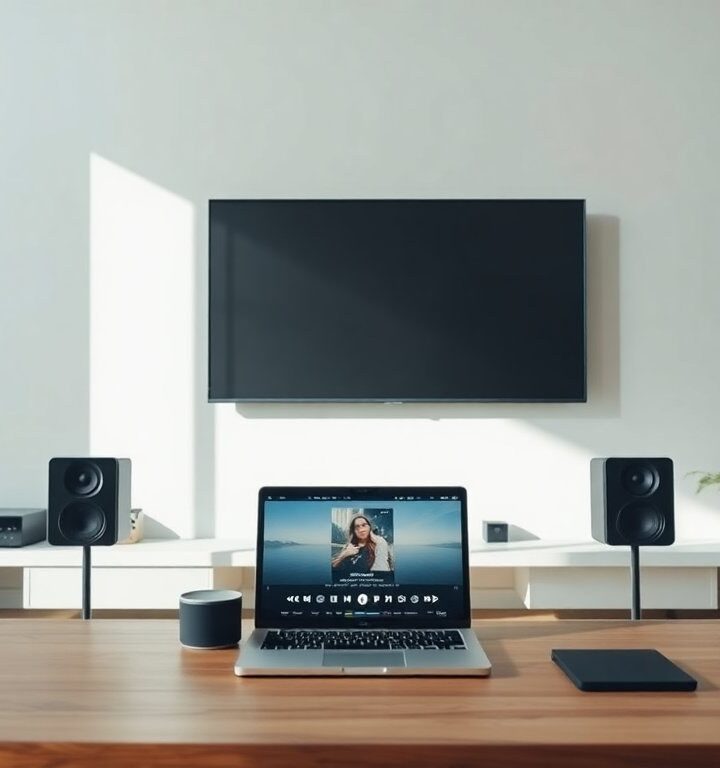 Sonos sound system configuration for immersive home cinema and desk audio