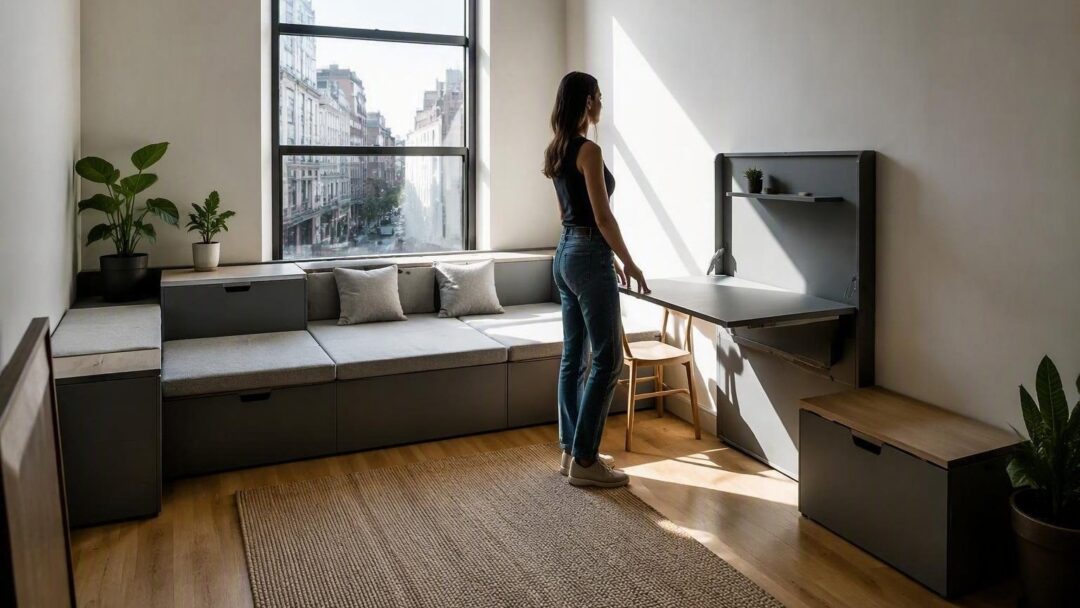 Maximizing tiny apartments with modular layouts and multi-use pieces